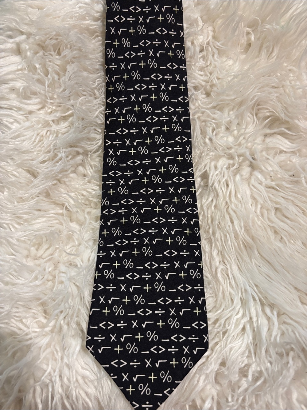 Black Tie with White Math Symbol Print - Men Accessories